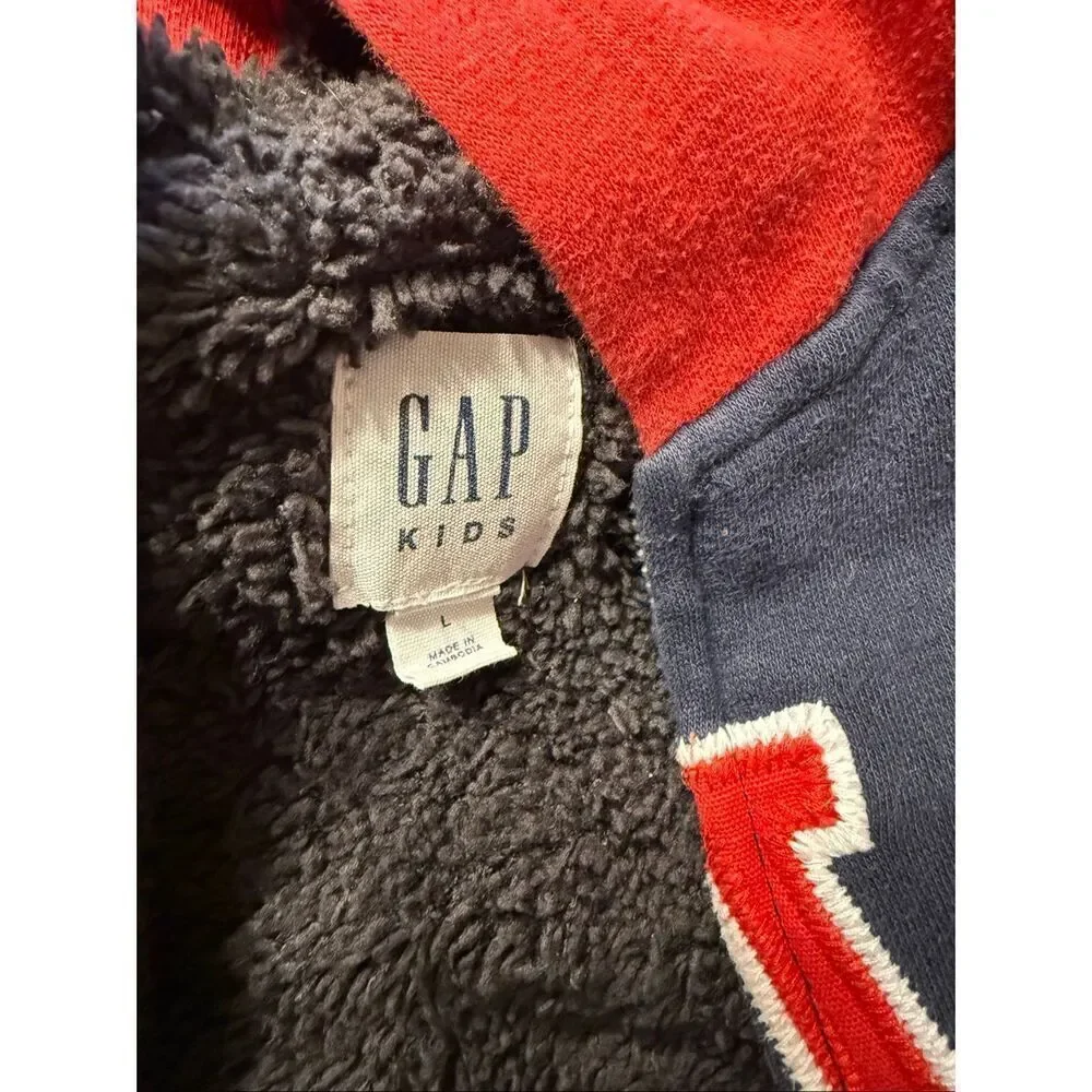 Gap Kids Large (10-11) Cozy Arch True Indigo Sherpa Lined Hoodie Jacket Coat